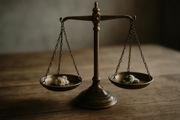 Balance de justice avec fientes sèches d'un côté et fraîches de l'autre
